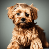 Adorable Yorkipoo sitting up and looking at the camera